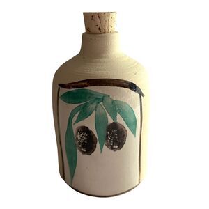 Art Pottery Hand Painted Small Olive Oil Jug Signed Batya Erdstein 4.5 Inch